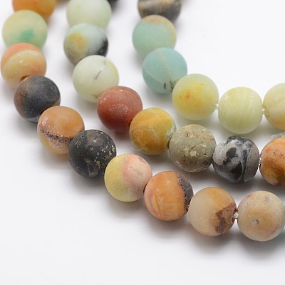 Frosted Natural Flower Amazonite Bead Strands G-L460-01-10mm-1