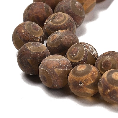 Natural Tibetan 3-Eye dZi Agate Beads Strands G-B079-C01-02-1