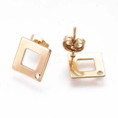 Ion Plating(IP) 304 Stainless Steel Stud Earring Findings STAS-O119-13G-1