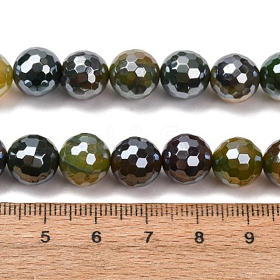Electroplated Natural Agate Beads Strands G-B191-A07-10mm-19-1