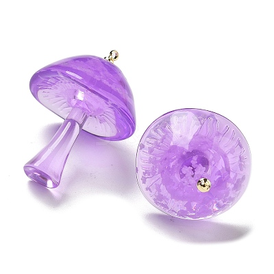 Luminous Epoxy Resin Mushroom Pendants RESI-C054-01C-1