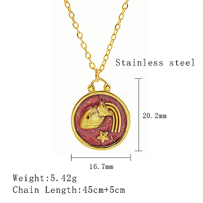 304 Stainless Steel Enamel Constellation Pendant Necklaces DJ0261-4-1-1