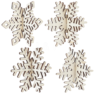 4 Styles Christmas Theme Unfinished Wood Solid Display Decorations DJEW-WH20002-21C-1