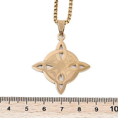 201 Stainless Steel Trinity Knot Pendant Necklaces for Men Women NJEW-K283-36G-1