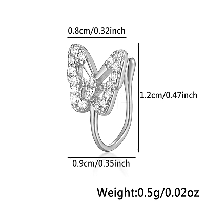 925 Sterling Silver Pave Clear Cubic Zirconia Nose Rings WG4393-6-1