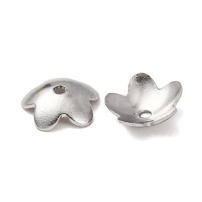 Tarnish Resistant 5-Petal 201 Stainless Steel Flower Bead Caps STAS-N027-02-1