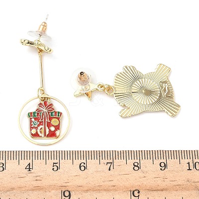 Christmas Alloy Enamel Dangle Stud Earrings EJEW-F399-04B-G-1
