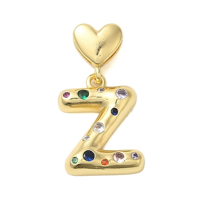 Rack Plating Brass Micro Pave Clear Cubic Zirconia Perdants KK-C067-12G-Z-1