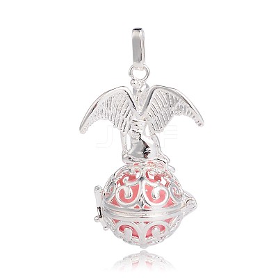 Silver Color Plated Brass Hollow Round Cage Pendants LS-KK-J248-03S-1