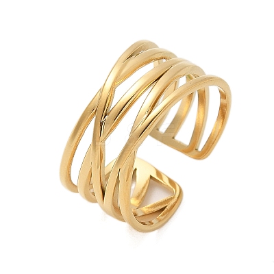 304 Stainless Steel Multilayer Open Cuff Rings RJEW-Z077-01G-04-1