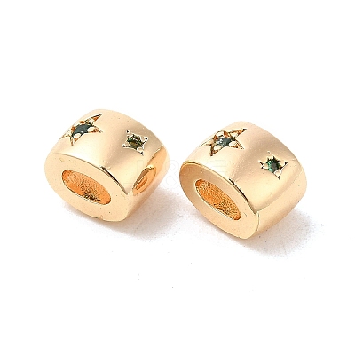 Brass Micro Pave Cubic Zirconia Beads KK-Q773-02G-02-1