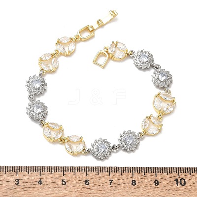 Brass Micro Pave Clear Cubic Zirconia Link Chain Bracelets for Women BJEW-C156-06B-PG-1