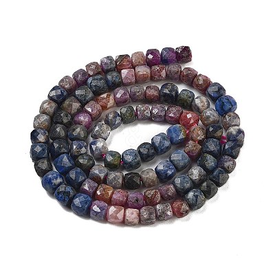 Natural Red Corundum/Ruby and Sapphire Beads Strands G-H042-A51-03-1