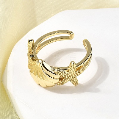 Brass Cuff Rings for Women RJEW-H262-06D-G-1