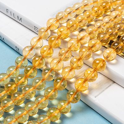 Natural Citrine Beads Strands G-E326-8mm-01-1