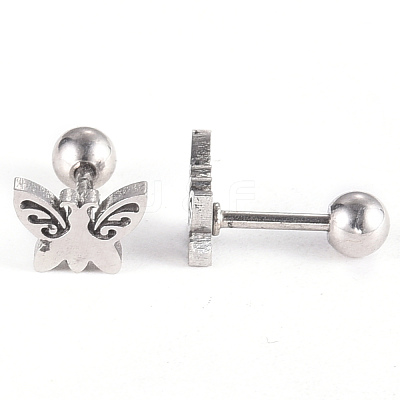 Tarnish Resistant 201 Stainless Steel Barbell Cartilage Earrings EJEW-R147-20-1