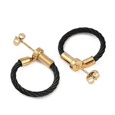 Ion Plating(IP) 304 Stainless Steel Twist Stud Earrings for Women EJEW-M023-05A-1