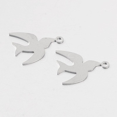 Tarnish Resistant Bird 316 Surgical Stainless Steel Filigree Charms X-STAS-M258-11-1