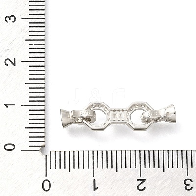 925 Sterling Silver Micro Pave Clear Cubic Zirconia Fold Over Clasps STER-U006-03P-1