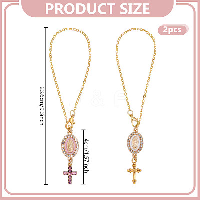 2Pcs 2 Colors Alloy Enamel with Rhinestone Pendant Decorations HJEW-DR00209-1