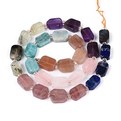 Natural Lapis Lazuli & Amethyst & Rose Quartz & Amazonite & Prehnite & Strawberry Quartz & Sunstone 7 Chakra Beads Strands G-T138-26A-08-1