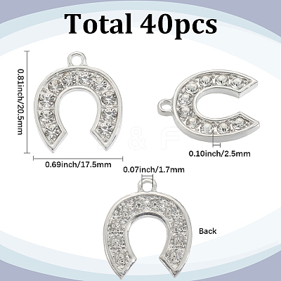 40Pcs Alloy Rhinestone Pendants ALRI-SC0001-58P-1