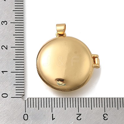 Brass Flat Round Locket Pendants KK-D431-028B-G-1