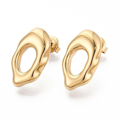 Nuggets 304 Stainless Steel Stud Earrings EJEW-T047-11G-1