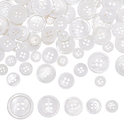 100Pcs 5 Styles 4-Hole Shell Buttons BUTT-PH0001-43-1