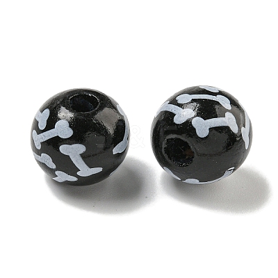 Printed Wood European Beads WOOD-G022-04D-1