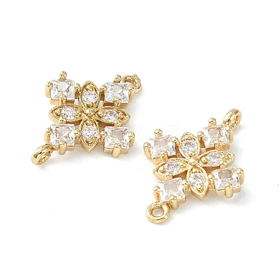 Brass Pave Cubic Zirconia Connector Charms KK-G462-45KCG-04-1