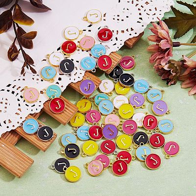 120Pcs 12 Colors Golden Plated Alloy Charms ENAM-SZ0001-64J-1