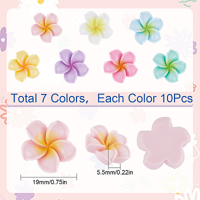 70Pcs 7 Colors Opaque Resin Cabochons RESI-SC0002-77-1