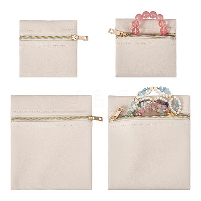 2Pcs 2 Styles Rectangle Square PU Leather Jewelry Gift Zipper Bags ABAG-TADJ0001-01B-1