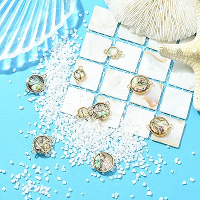 9Pcs 3 Styles Natural Paua Shell Connector Charms KK-YW0003-61-1
