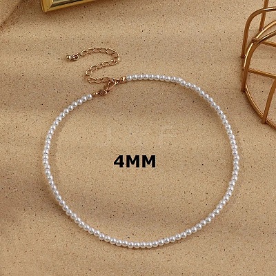 Plastic Imitation Pearl Round Beaded Necklaces for Women WGF0340-07-1