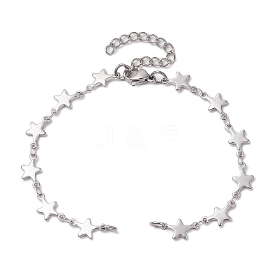 304 Stainless Steel Star Link Chain Bracelet Makings for Women X1-AJEW-TA00028-1