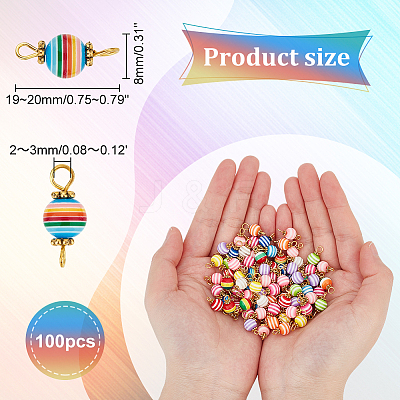 100Pcs Stripe Resin Connector Charms FIND-DC0002-40-1
