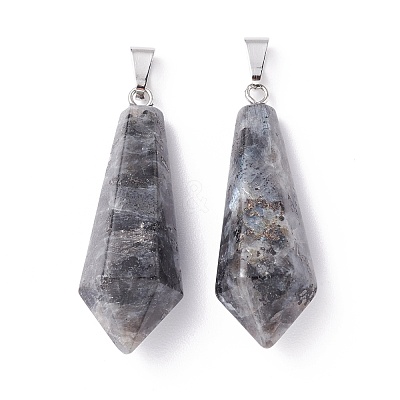 Natural Larvikite Pointed Pendants G-I314-02P-10-1