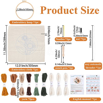 Flower Pattern Punch Embroidery Starter Kits DIY-WH20007-743A-1