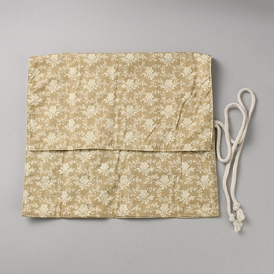 Flower Printed Polyester Cloth Knitting Tools Storage Roll Bags AJEW-WH20054-349A-1