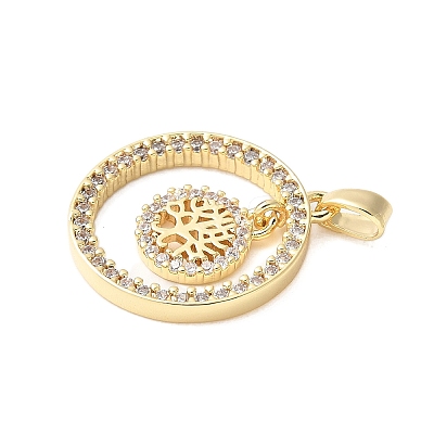 Brass Micro Pave Cubic Zirconia Pendants KK-D357-02B-G-1