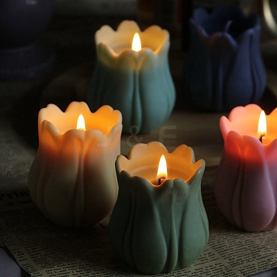 3D Tulip Flower DIY Food Grade Silicone Candle Molds PW-WG77557-01-1
