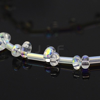 2 Hole Electroplate Glass Oval Bead Strands EGLA-J074-FR05-1