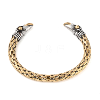 Ion Plating(IP) 304 Stainless Steel Viking Open Cuff Bangles for Men BJEW-U001-04A-G-1