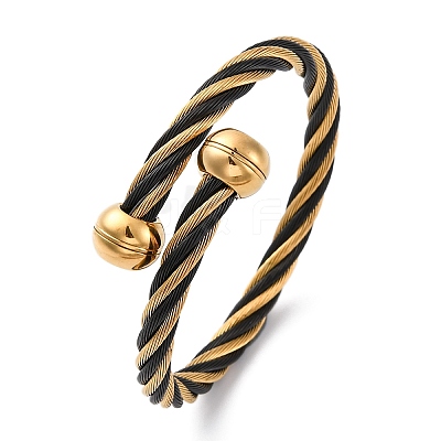 304 Stainless Steel Torque Bangles for Women BJEW-P310-22G-1