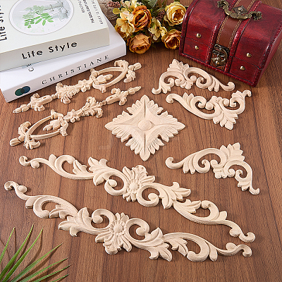 12Pcs 4 Styles Wooden Wall Decorations AJEW-WR0003-89-1
