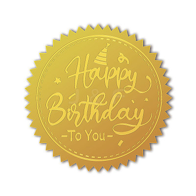 Plastic Self Adhesive Gold Foil Embossed Stickers DIY-WH0211-375-1