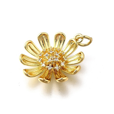 Brass Micro Pave Clear Cubic Zirconia Pendants KK-F899-05B-G-1