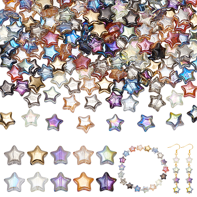 200Pcs 10 Colors Electroplate Transparent Glass Beads GLAA-GA0002-25-1